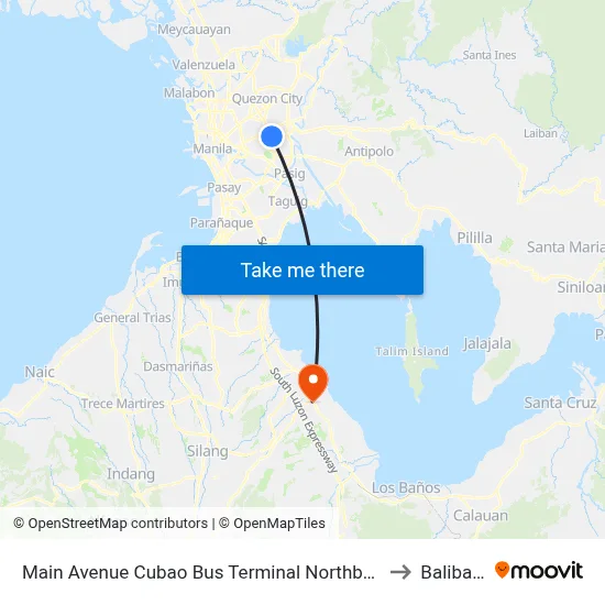Main Avenue Cubao Bus Terminal Northbound, EDSA, Epifanio de los Santos AV, Quezon City, Manila to Balibago Complex map
