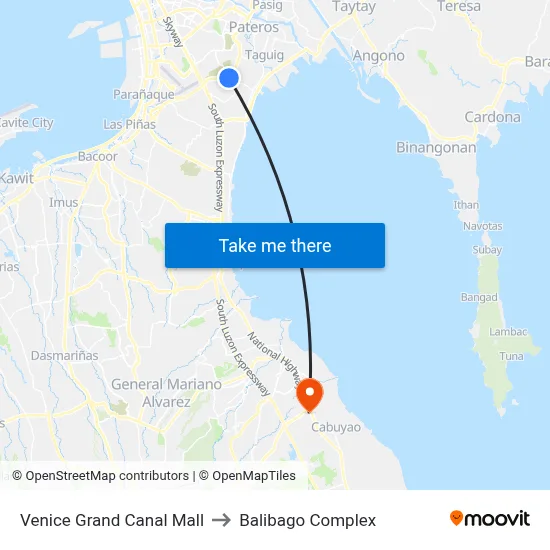 Venice Grand Canal Mall to Balibago Complex map