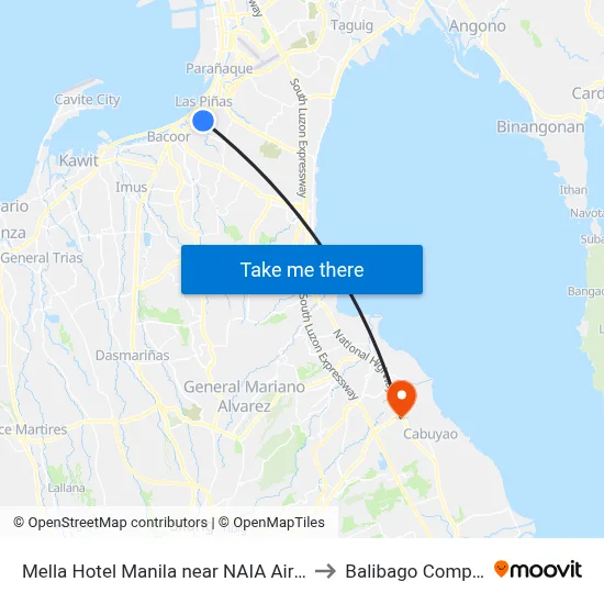 Mella Hotel Manila near NAIA Airport to Balibago Complex map