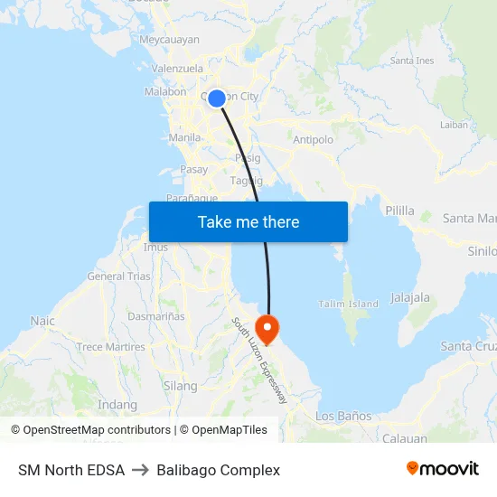 SM North EDSA to Balibago Complex map