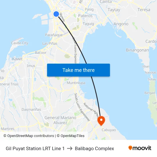 Gil Puyat Station LRT Line 1 to Balibago Complex map