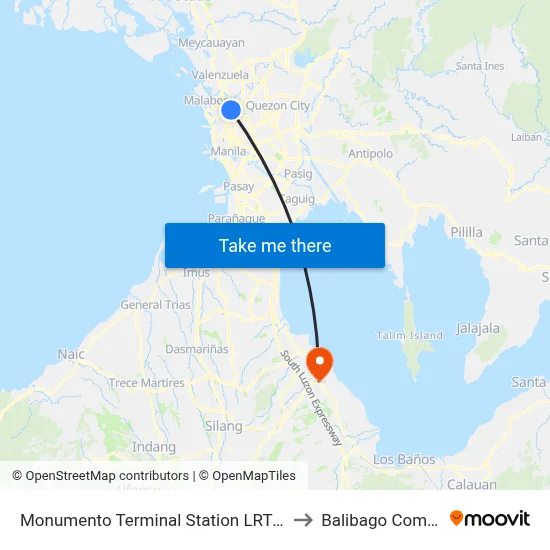 Monumento Terminal Station LRT Line 1 to Balibago Complex map