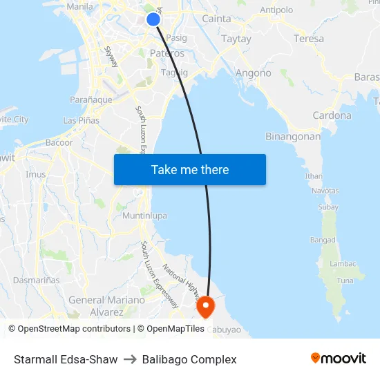 Starmall Edsa-Shaw to Balibago Complex map