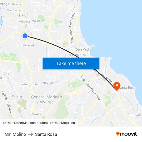 Sm Molino to Santa Rosa map