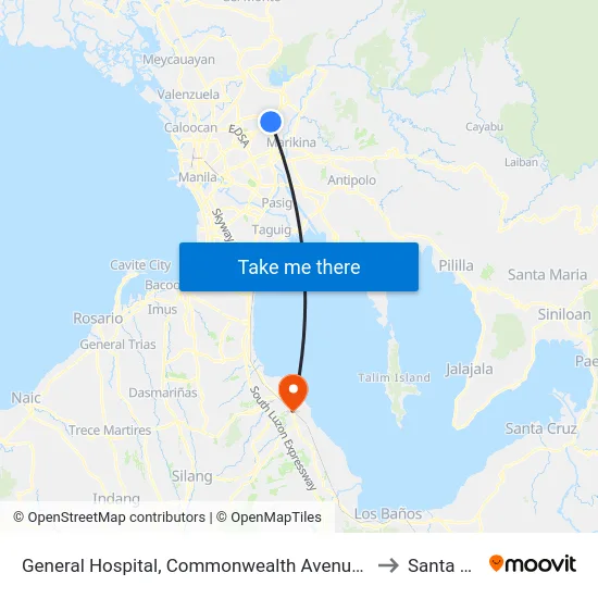 General Hospital, Commonwealth Avenue, Quezon City to Santa Rosa map