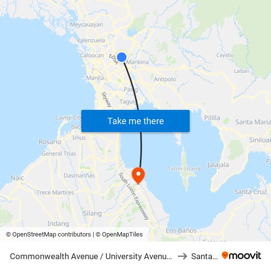 Commonwealth Avenue / University Avenue Intersection, Quezon City to Santa Rosa map