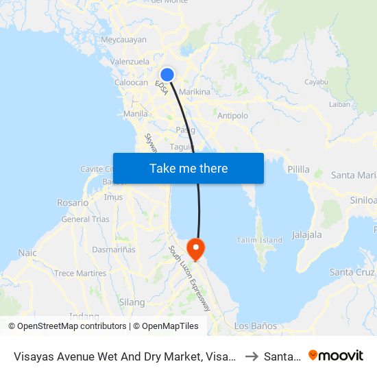 Visayas Avenue Wet And Dry Market, Visayas Avenue Quezon City to Santa Rosa map
