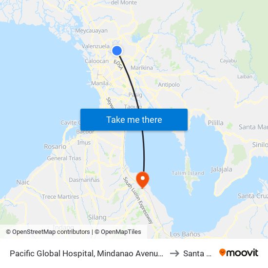 Pacific Global Hospital, Mindanao Avenue, Quezon City to Santa Rosa map