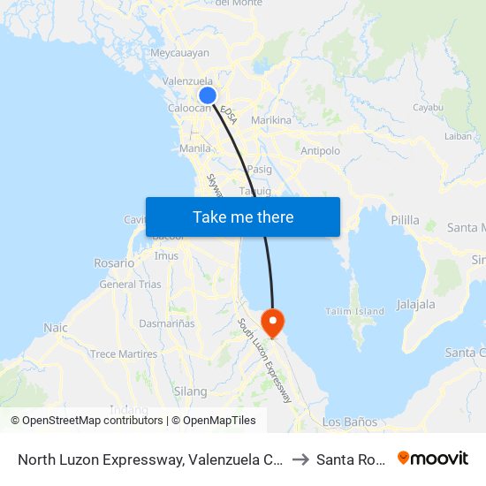 North Luzon Expressway, Valenzuela City to Santa Rosa map