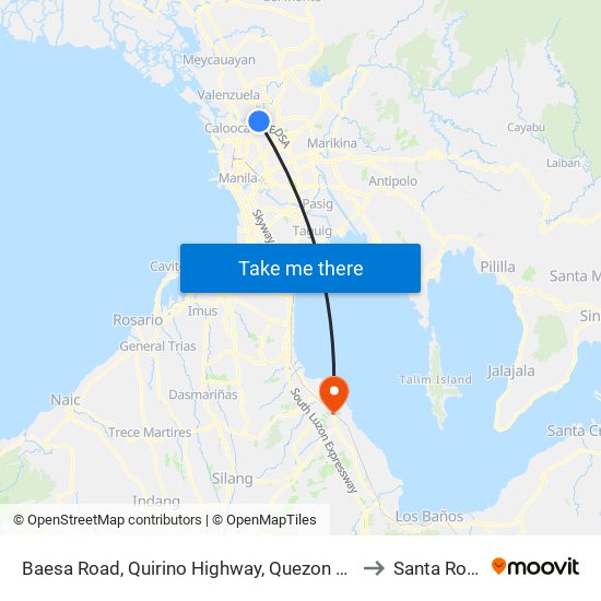 Baesa Road, Quirino Highway, Quezon City to Santa Rosa map