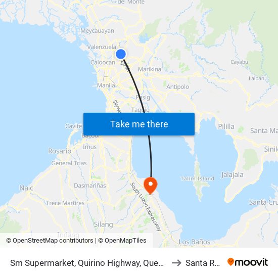 Sm Supermarket, Quirino Highway, Quezon City to Santa Rosa map