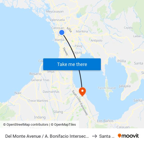 Del Monte Avenue / A. Bonifacio Intersection, Quezon City to Santa Rosa map