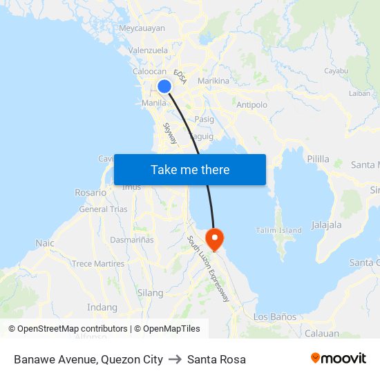 Banawe Avenue, Quezon City to Santa Rosa map