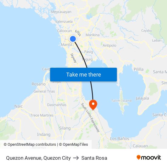 Quezon Avenue, Quezon City to Santa Rosa map