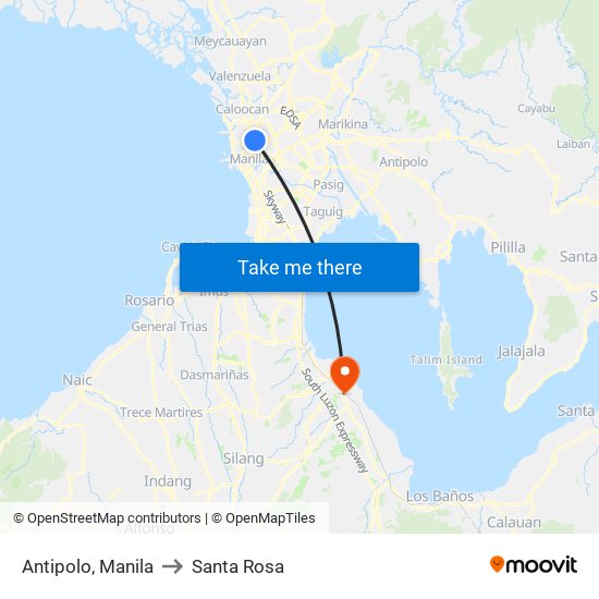 Antipolo, Manila to Santa Rosa map