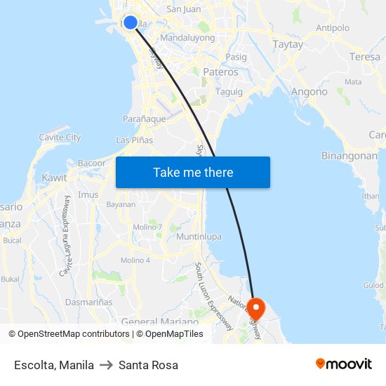 Escolta, Manila to Santa Rosa map