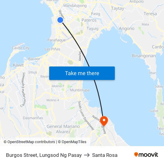 Burgos Street, Lungsod Ng Pasay to Santa Rosa map