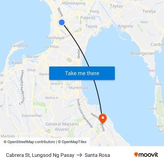 Cabrera St, Lungsod Ng Pasay to Santa Rosa map
