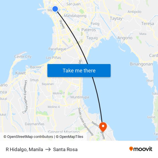 R Hidalgo, Manila to Santa Rosa map