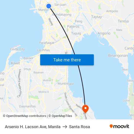 Arsenio H. Lacson Ave, Manila to Santa Rosa map