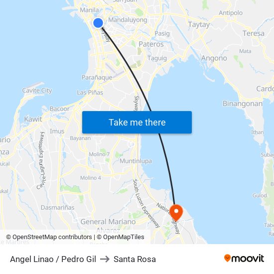 Angel Linao / Pedro Gil to Santa Rosa map