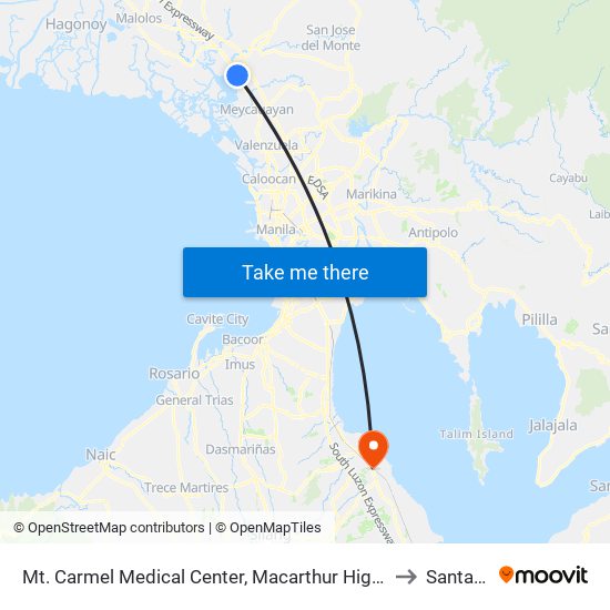 Mt. Carmel Medical Center, Macarthur Highway, Bocaue, Bulacan to Santa Rosa map