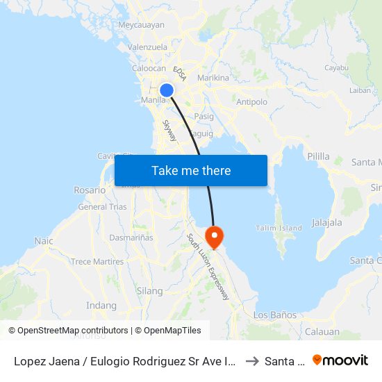 Lopez Jaena / Eulogio Rodriguez Sr Ave Intersection, Manila to Santa Rosa map