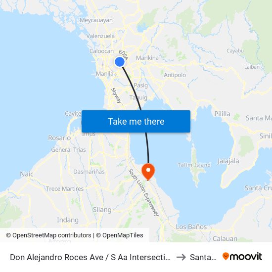 Don Alejandro Roces Ave / S Aa Intersection, Quezon City, Manila to Santa Rosa map