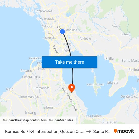 Kamias Rd / K-I Intersection, Quezon City, Manila to Santa Rosa map