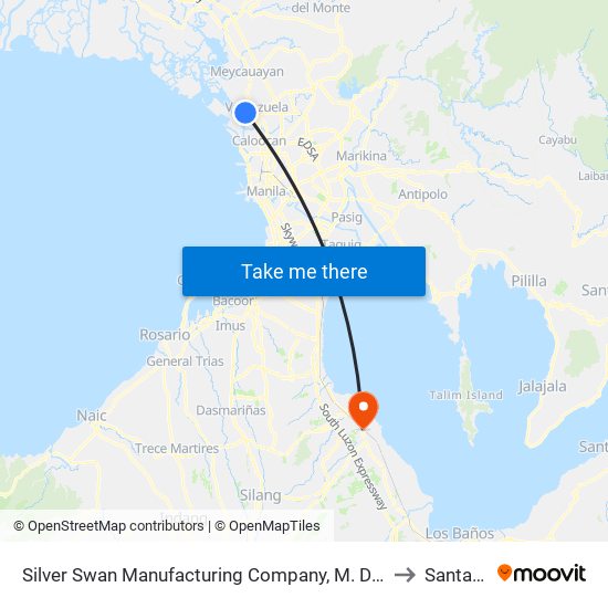 Silver Swan Manufacturing Company, M. D Del Pilar, Malabon City to Santa Rosa map