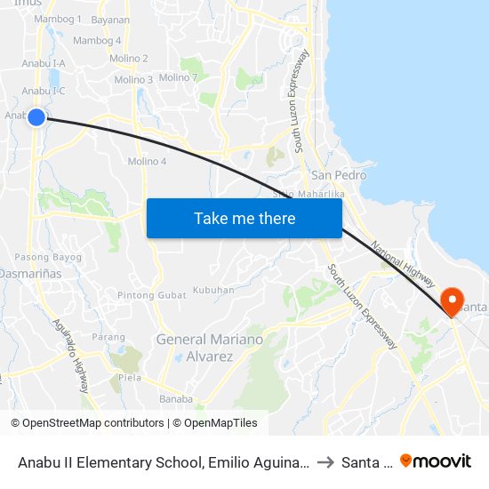 Anabu II Elementary School, Emilio Aguinaldo Hwy, Imus, Manila to Santa Rosa map