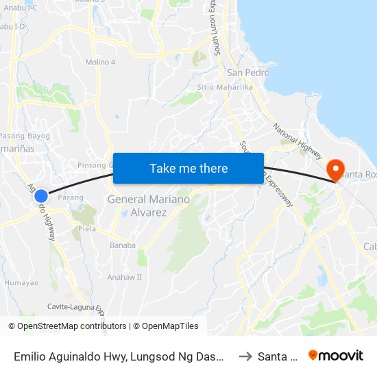 Emilio Aguinaldo Hwy, Lungsod Ng Dasmariñas, Manila to Santa Rosa map