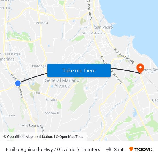 Emilio Aguinaldo Hwy / Governor's Dr Intersection , Lungsod Ng Dasmariñas, Manila to Santa Rosa map