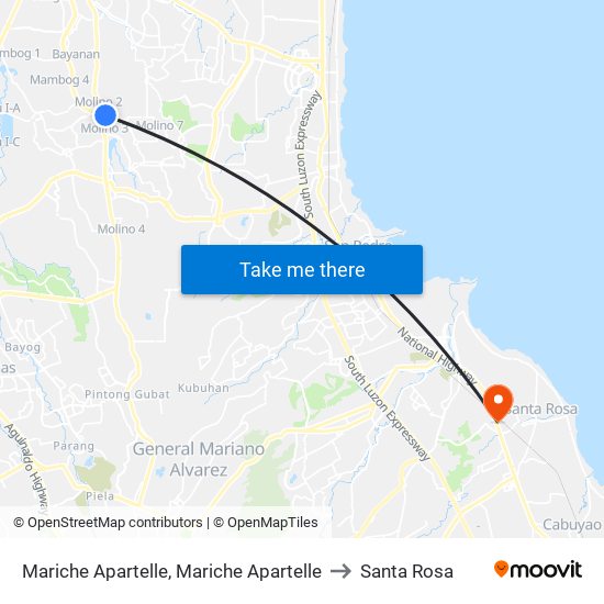 Mariche Apartelle, Mariche Apartelle to Santa Rosa map