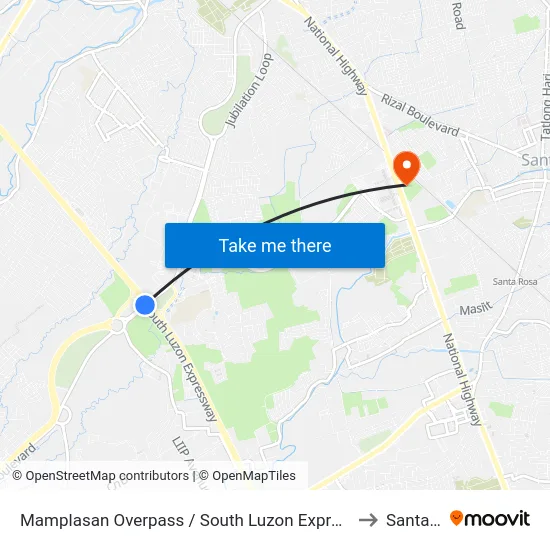 Mamplasan Overpass / South Luzon Expressway, Biñan City, Manila to Santa Rosa map