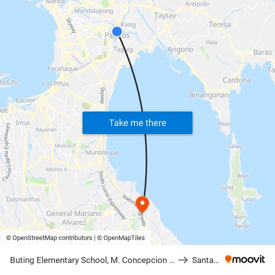 Buting Elementary School, M. Concepcion Ave, Pasig City, Manila to Santa Rosa map