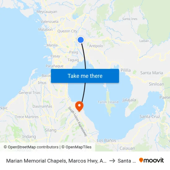 Marian Memorial Chapels, Marcos Hwy, Antipolo City, Manila to Santa Rosa map