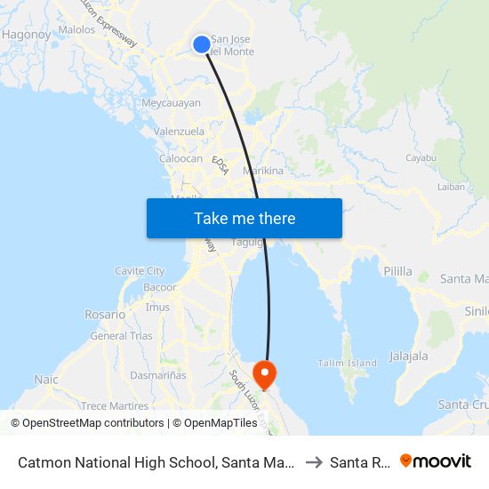 Catmon National High School, Santa Maria, Manila to Santa Rosa map