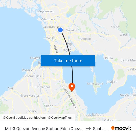 Mrt-3 Quezon Avenue Station Edsa,Quezon City, Manila to Santa Rosa map