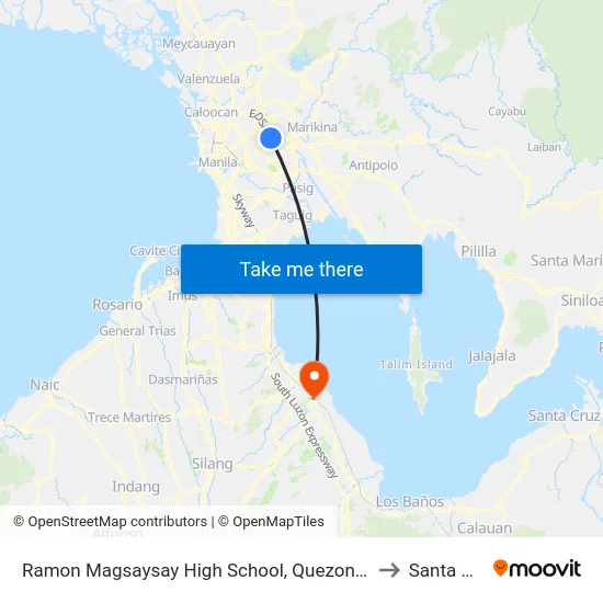 Ramon Magsaysay High School, Quezon City, Manila to Santa Rosa map