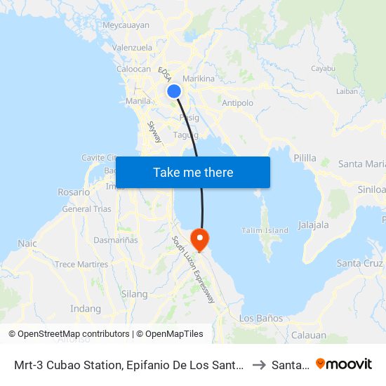 Mrt-3 Cubao Station, Epifanio De Los Santos Av, Quezon City, Manila to Santa Rosa map
