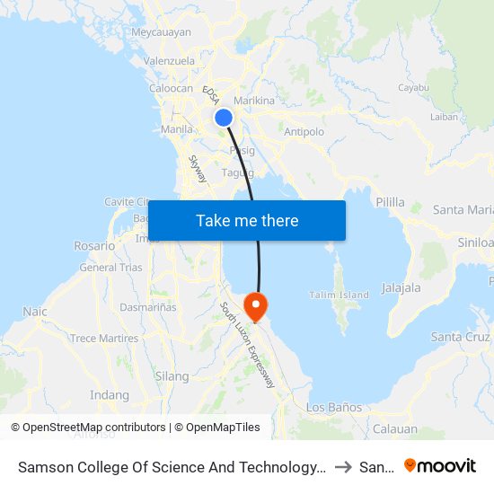 Samson College Of Science And Technology, Epifanio De Los Santos Av, Quezon City, Manila to Santa Rosa map