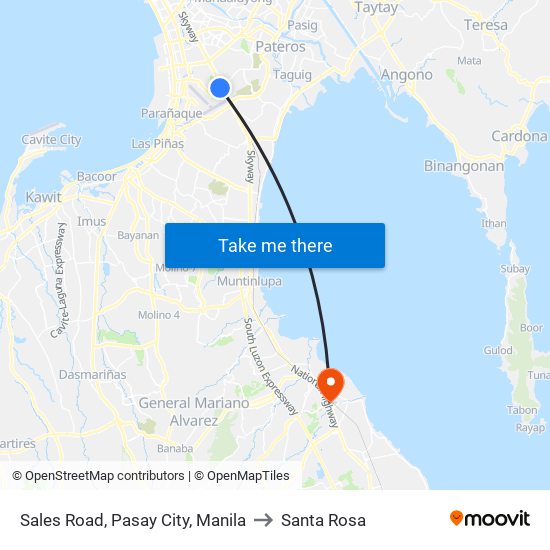 Sales Road, Pasay City, Manila to Santa Rosa map