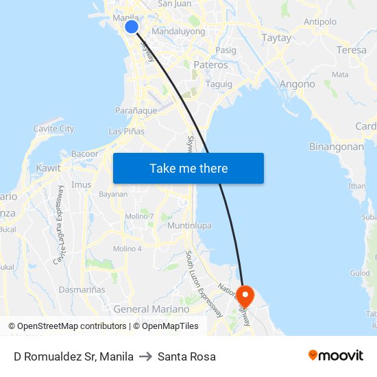 D Romualdez Sr, Manila to Santa Rosa map