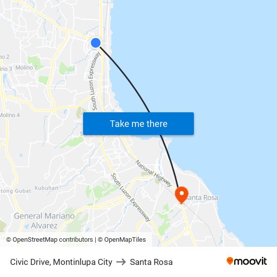 Civic Drive, Montinlupa City to Santa Rosa map