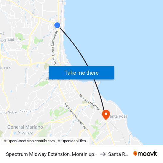 Spectrum Midway Extension, Montinlupa City to Santa Rosa map