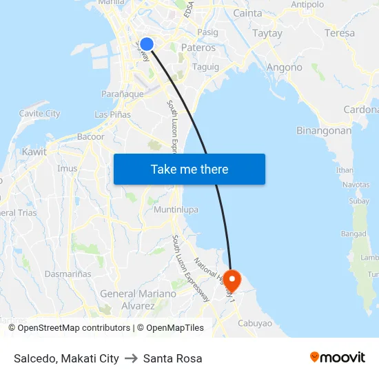 Salcedo, Makati City to Santa Rosa map
