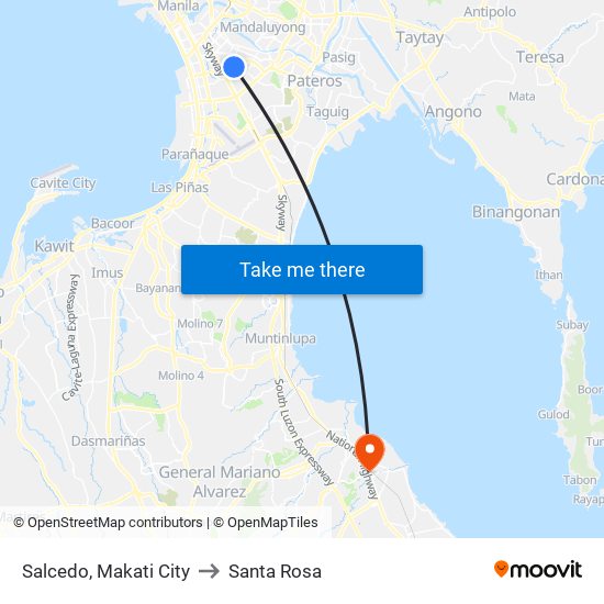 Salcedo, Makati City to Santa Rosa map