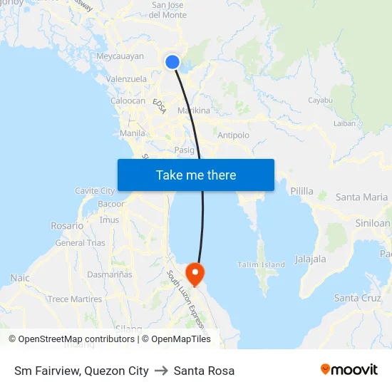 Sm Fairview, Quezon City to Santa Rosa map