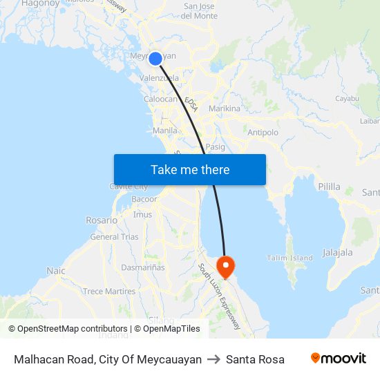 Malhacan Road, City Of Meycauayan to Santa Rosa map